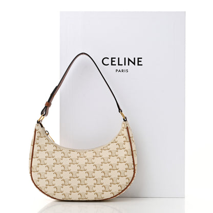 Celine Canvas Calfskin Ava Triomphe Shoulder Bag White 13 of 13
