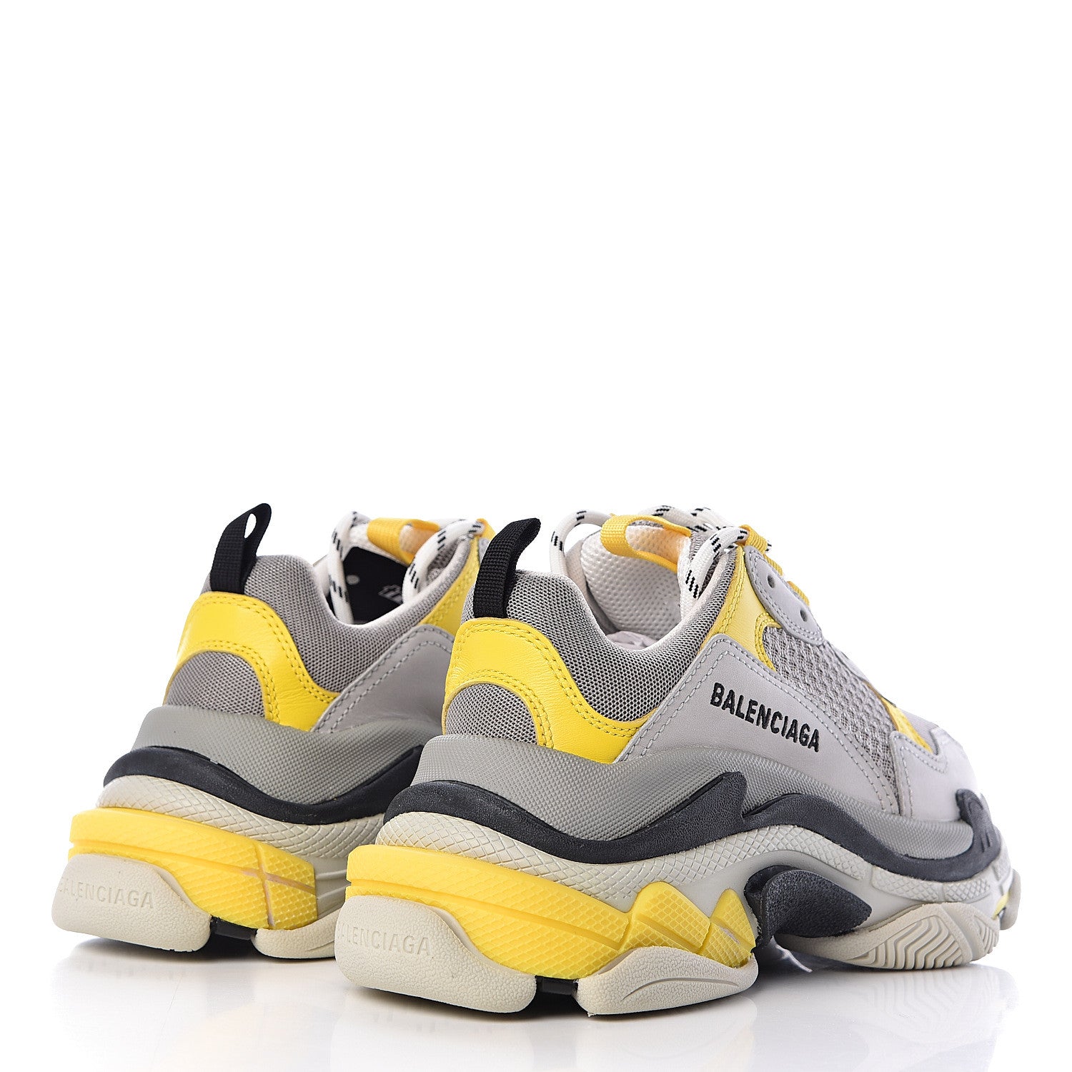 Balenciaga Fabric Mesh Womens Triple S Sneakers 37 Yellow Grey White 4 of 7