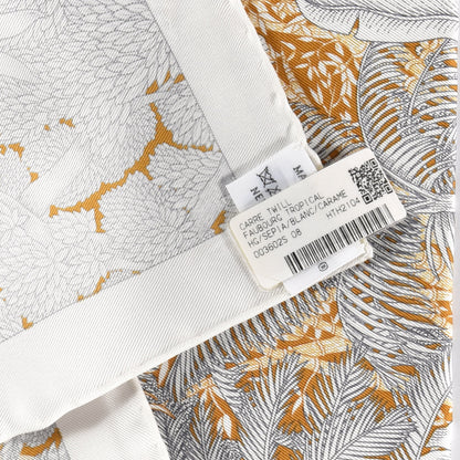 Hermes Silk Faubourg Tropical Scarf 90 Sepia White Caramel 5 of 5