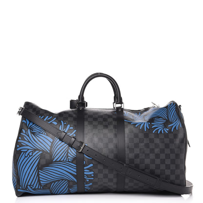Louis Vuitton Damier Graphite Rope Keepall 55 Blue 1 of 9