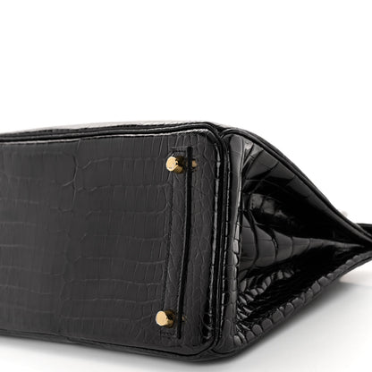 Hermes Shiny Porosus Crocodile Birkin 30 Black 10 of 13