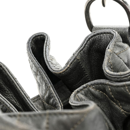 Christian Dior Metallic Lambskin Cannage Drawstring Bag Grey 12 of 21