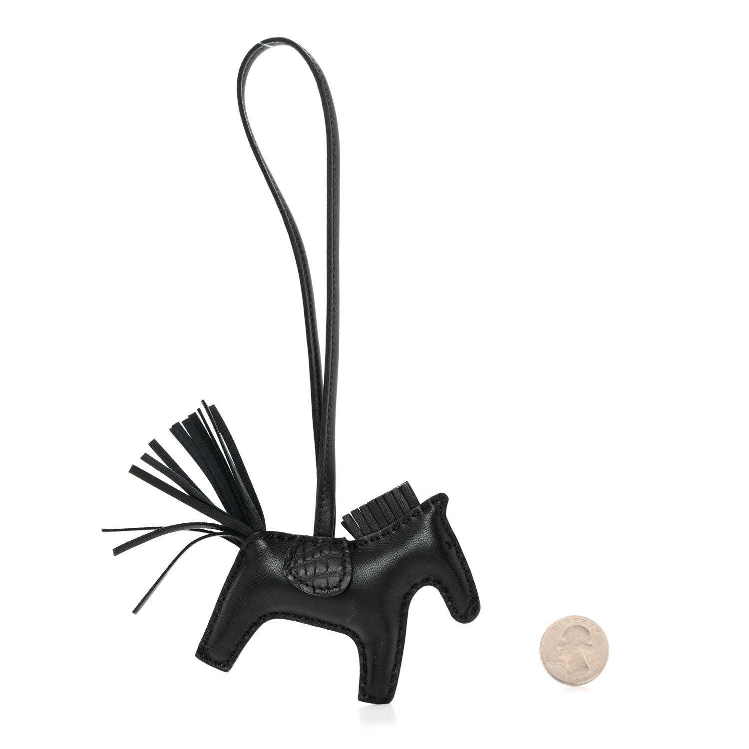 Hermes Milo Lambskin Matte Alligator Touch Grigri Rodeo Horse Bag Charm PM So Black 2 of 5