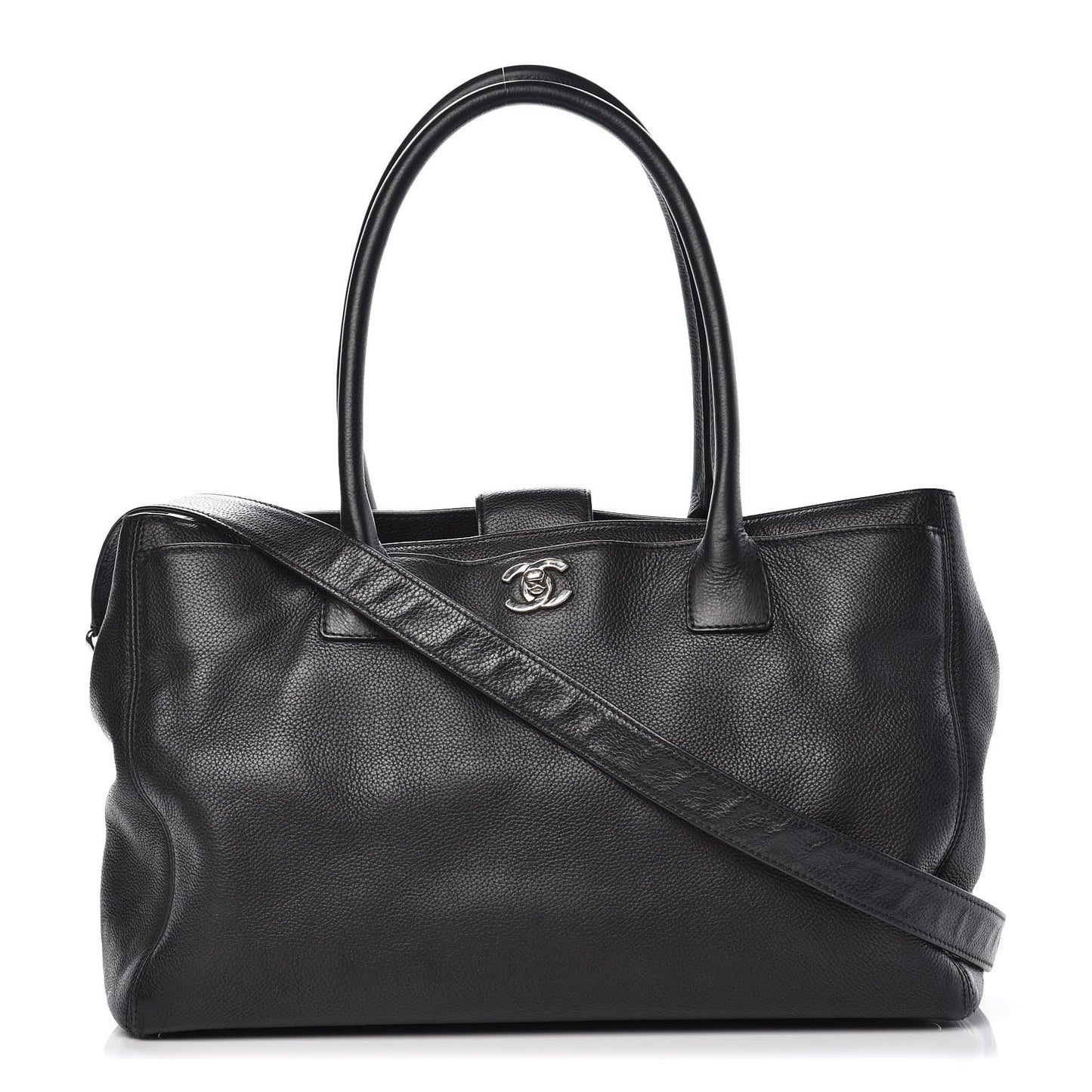 Calfskin Cerf Executive Shopper Tote Black