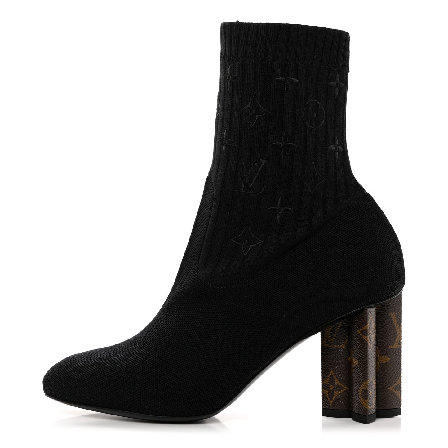 Monogram Stretch Fabric Silhouette Ankle Boots 40.5 Black