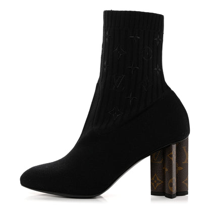 Louis Vuitton Monogram Stretch Fabric Silhouette Ankle Boots 40.5 Black 1 of 7