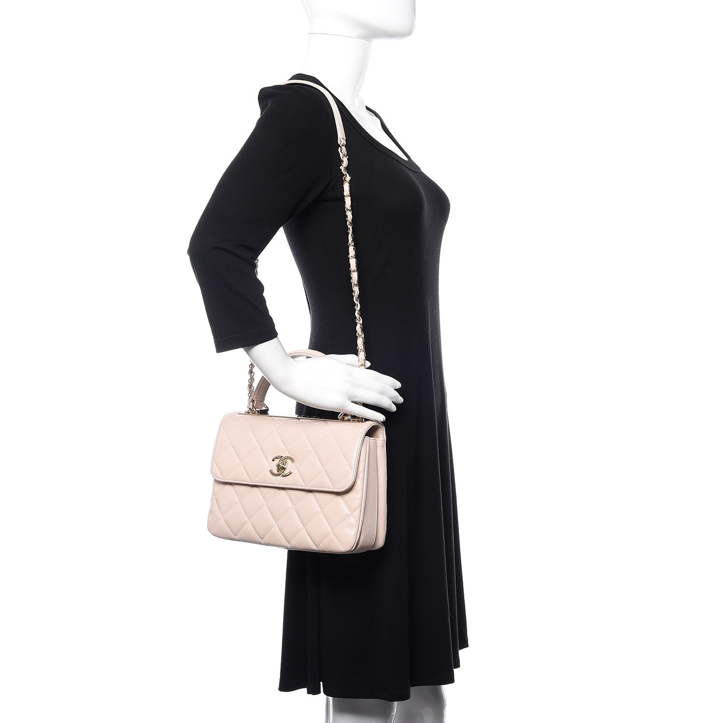 Lambskin Quilted Small Trendy CC Flap Dual Handle Bag Light Pink