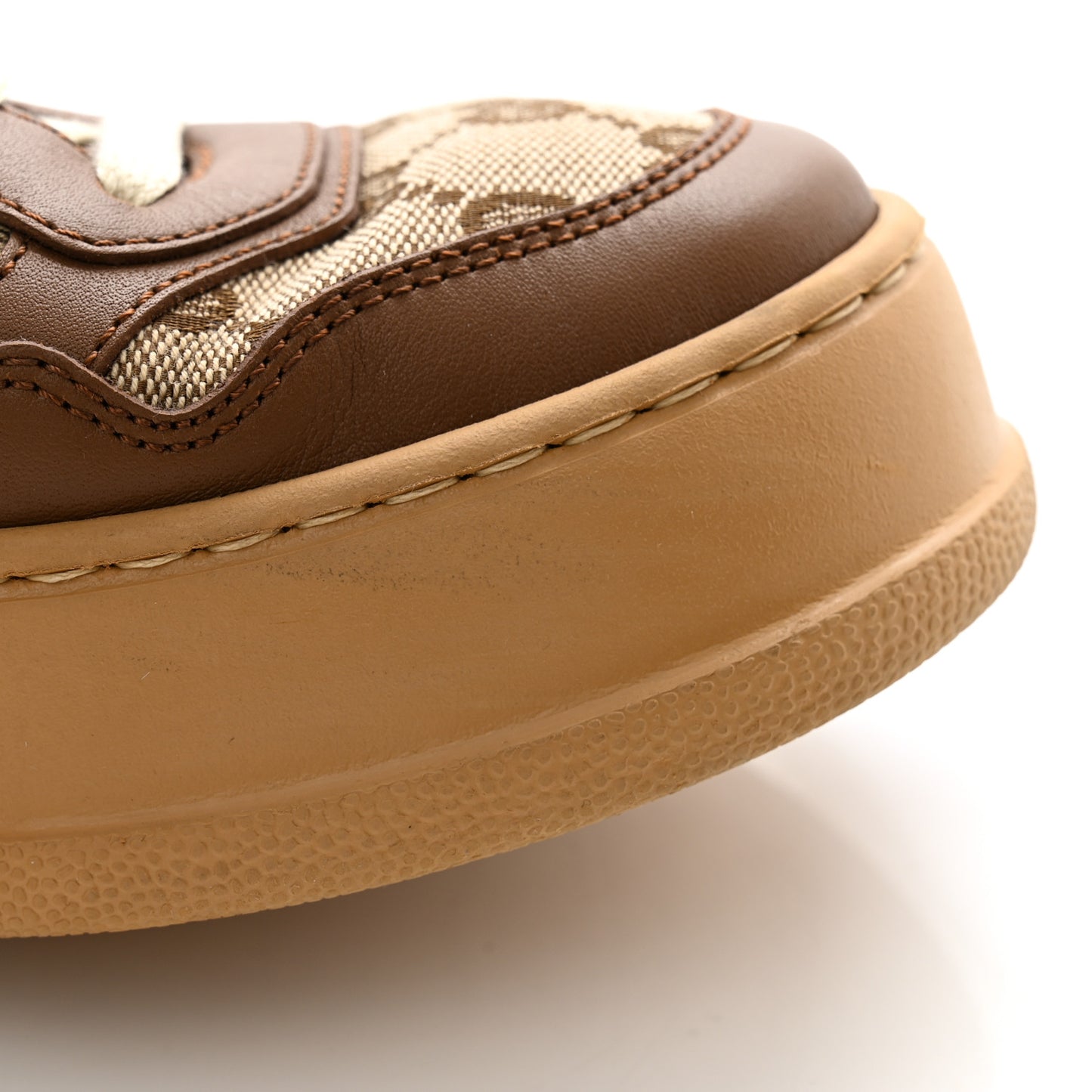 Calfskin GG Monogram Womens Platform 55mm Sneakers 36.5 Hezelnut Beige Ebony Mystic White