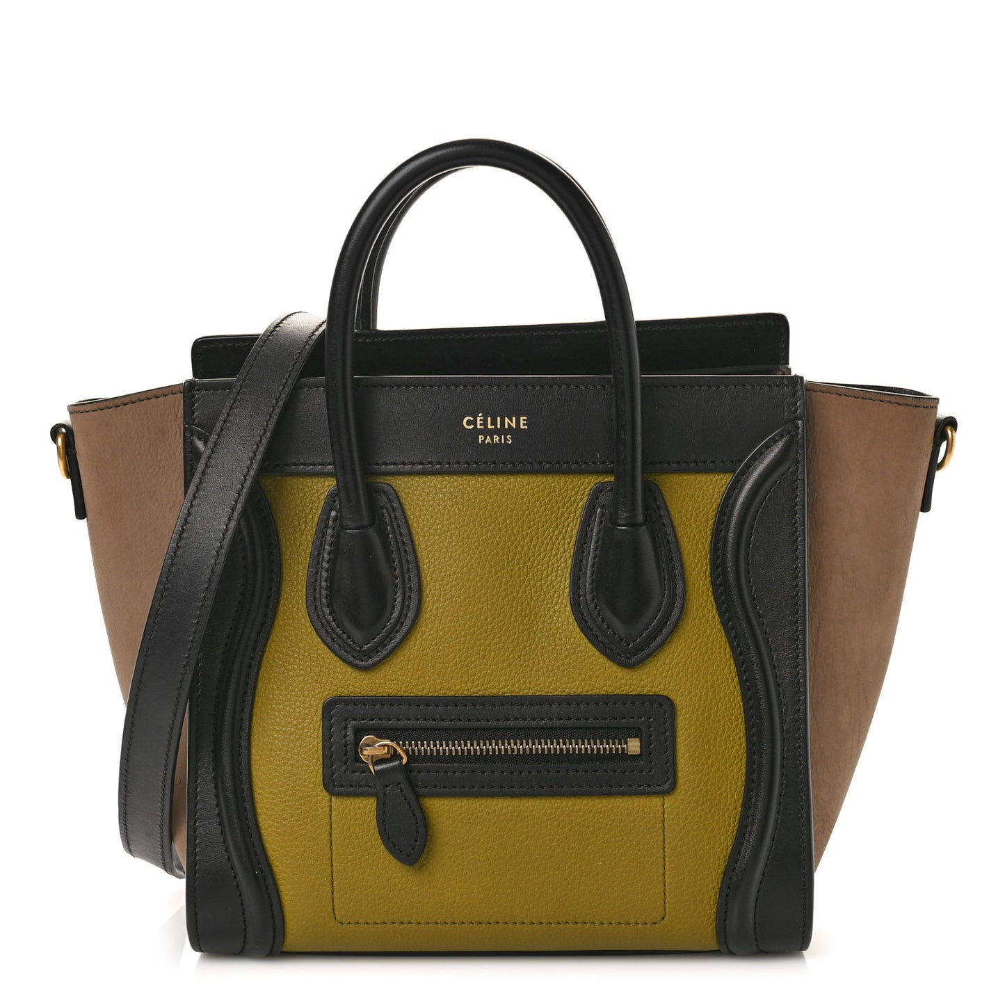 Baby Grained Calfskin Nubuck Nano Tri-Color Luggage Olive