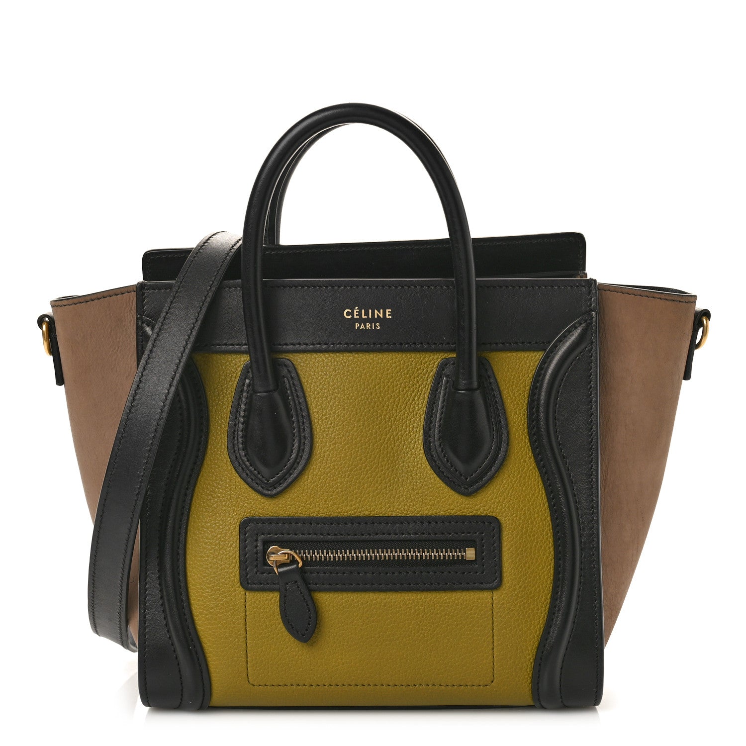 Celine Baby Grained Calfskin Nubuck Nano Tri-Color Luggage Olive 1 of 12