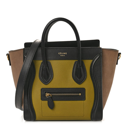 Celine Baby Grained Calfskin Nubuck Nano Tri-Color Luggage Olive 1 of 12