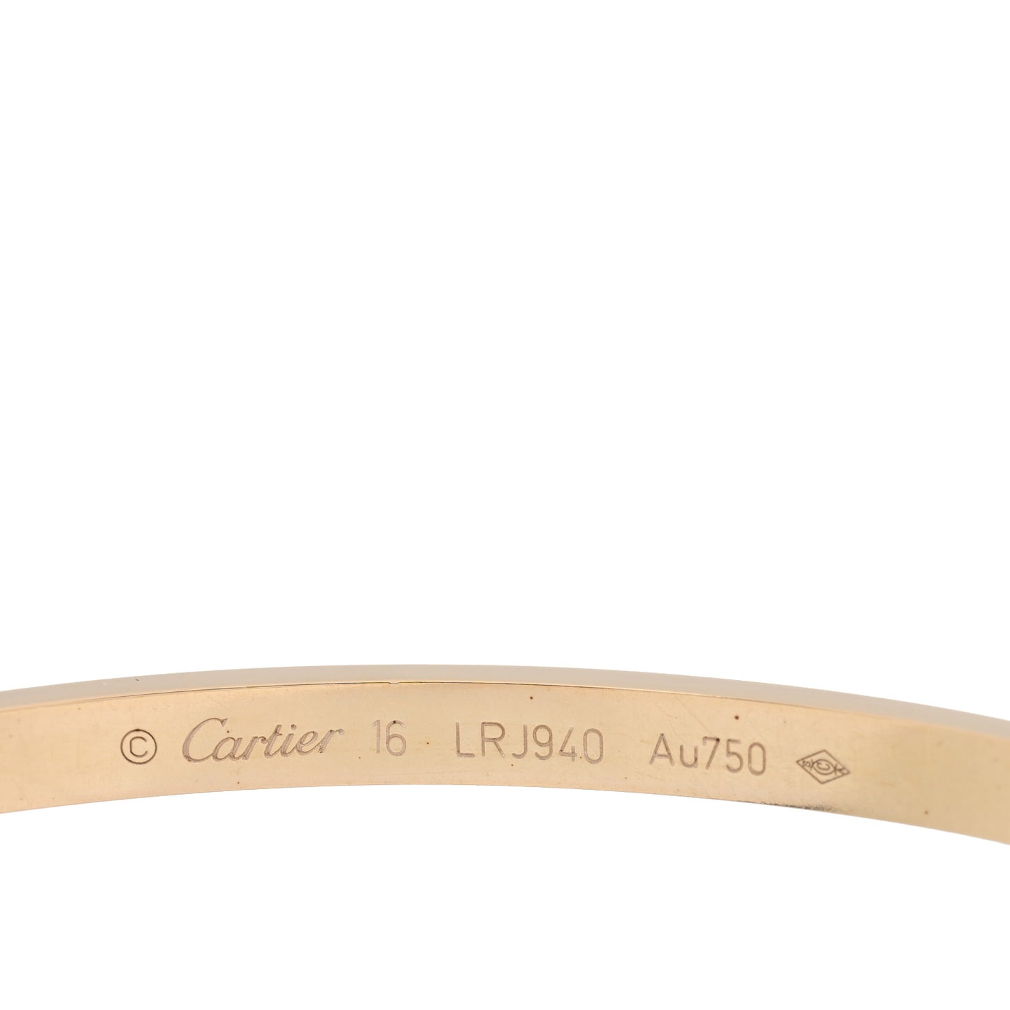 18K Yellow Gold 6 Diamond Small LOVE Bracelet 16