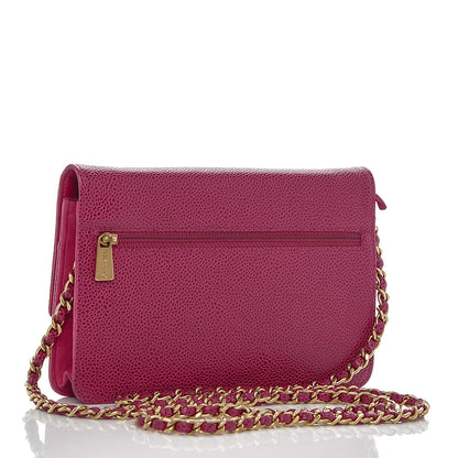 Chanel Caviar Timeless CC Wallet On Chain WOC Dark Fuchsia 3 of 9