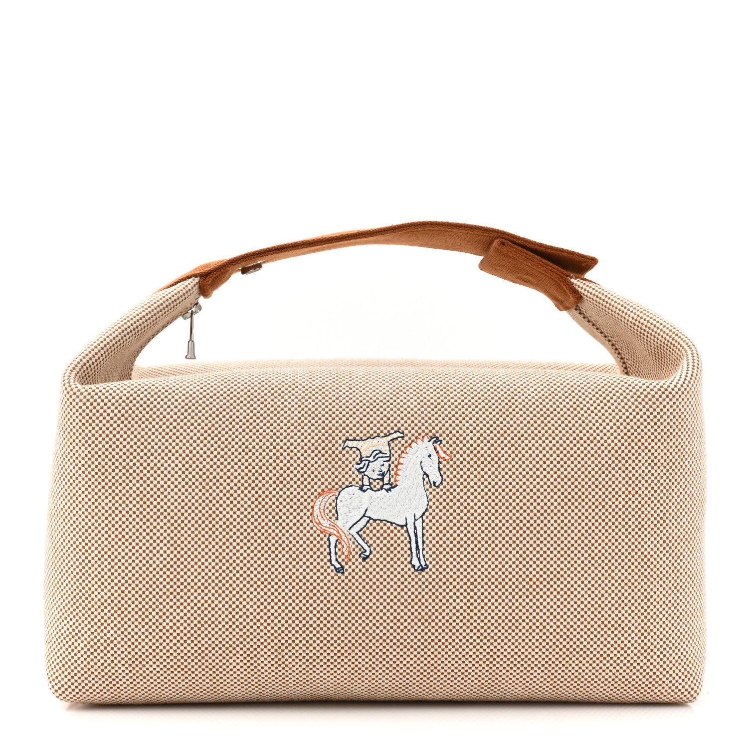 Hermes Canvas Large Bride-A-Brac Cabriole Case Biscuit 1 of 9