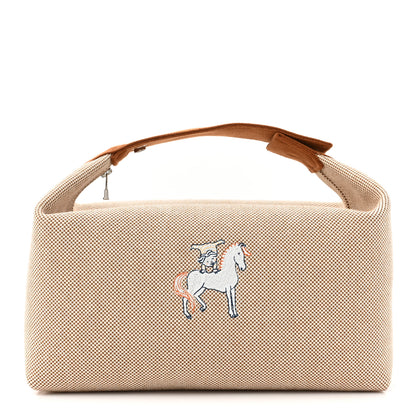 Hermes Canvas Large Bride-A-Brac Cabriole Case Biscuit 1 of 9