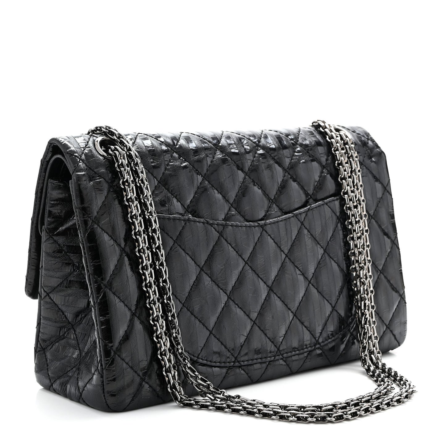 Metallic Calfskin Striped 2.55 Reissue 226 Flap Black