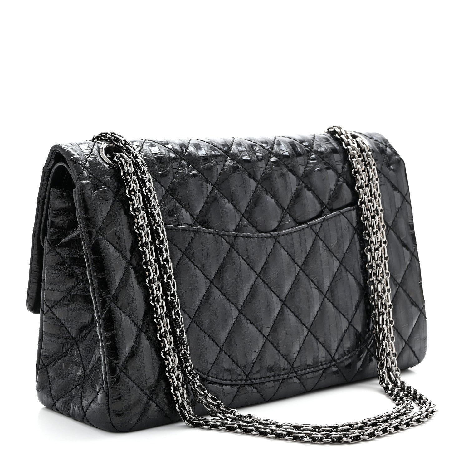 Chanel Metallic Calfskin Striped 2.55 Reissue 226 Flap Black 3 of 10