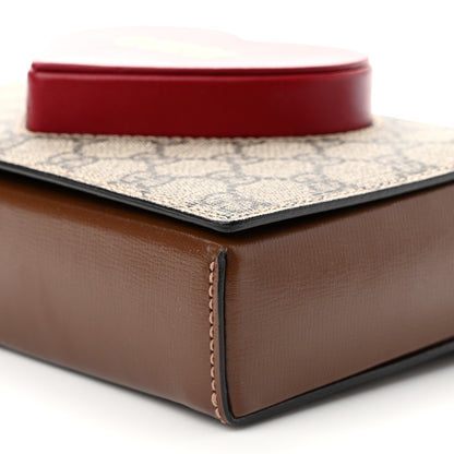 Gucci GG Supreme Monogram Script Logo Heart Crossbody Bag Beige Brown 10 of 11