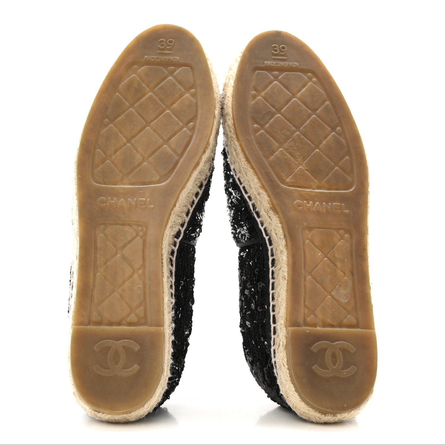 Chanel Patent Sequin CC Espadrilles 39 Black 6 of 10