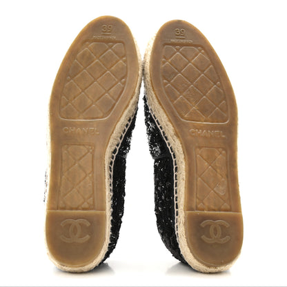 Chanel Patent Sequin CC Espadrilles 39 Black 6 of 10