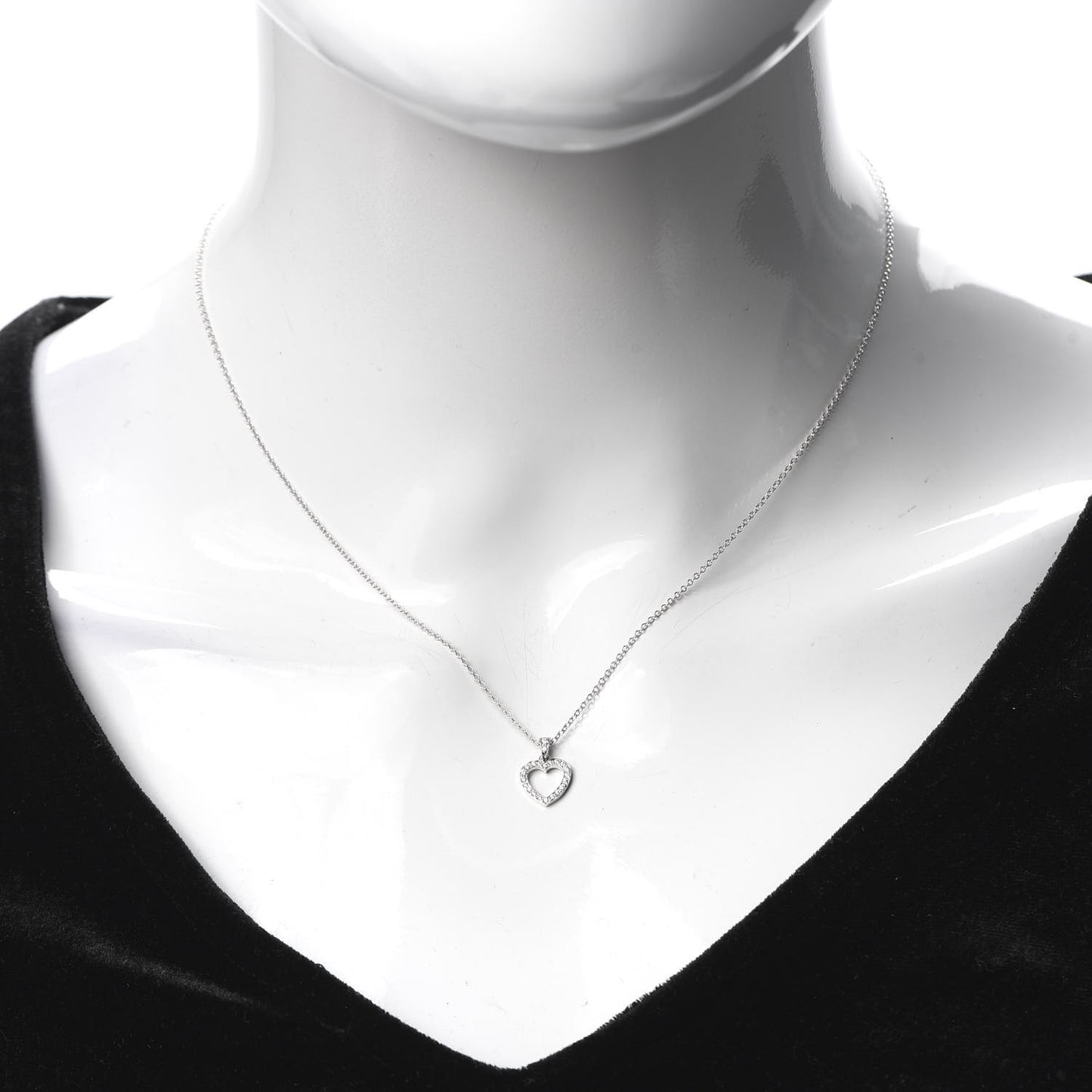 Platinum Diamond Heart Drop Pendant Necklace