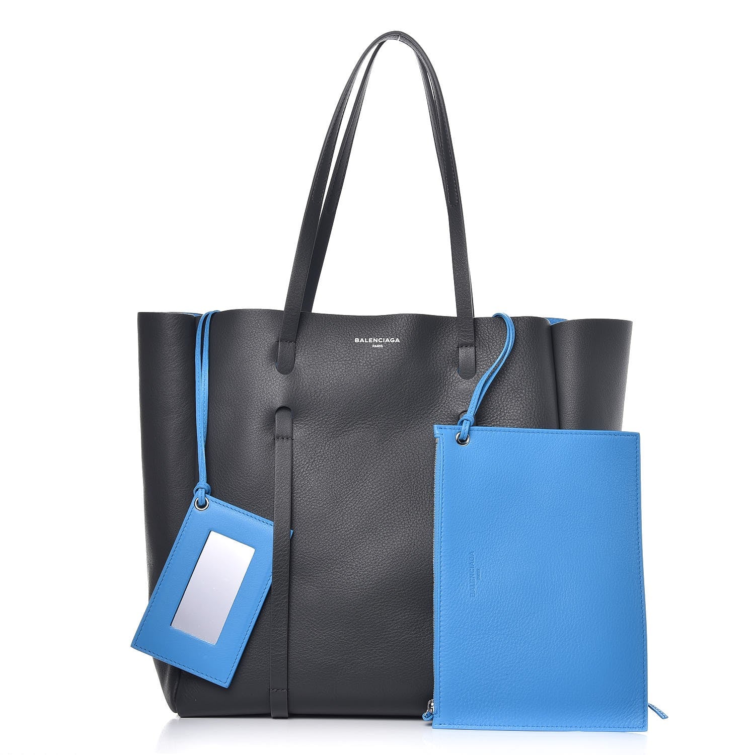 Balenciaga Veau Baltimore Double Sided Small Everyday Tote Gris Fossile Bleu Turquoise 3 of 8
