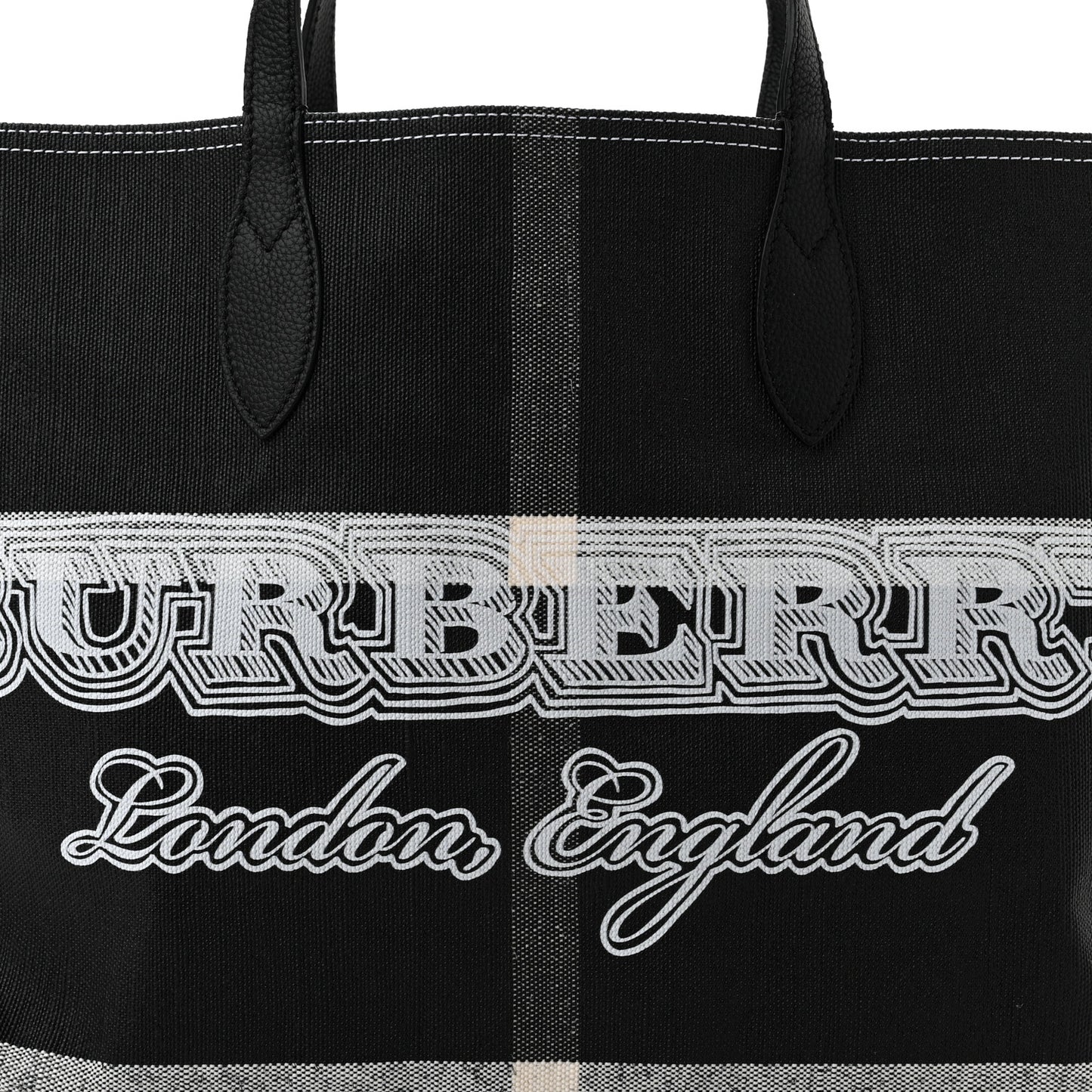 Coated Canvas Mega Check Medium Doodle Tote Black White