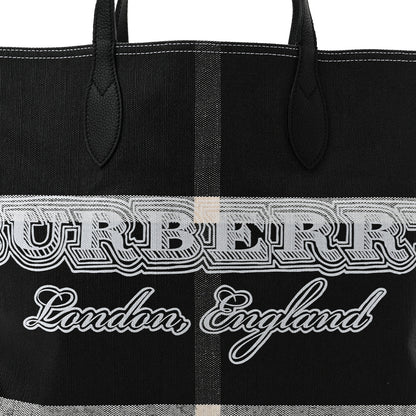 Burberry Coated Canvas Mega Check Medium Doodle Tote Black White 8 of 10
