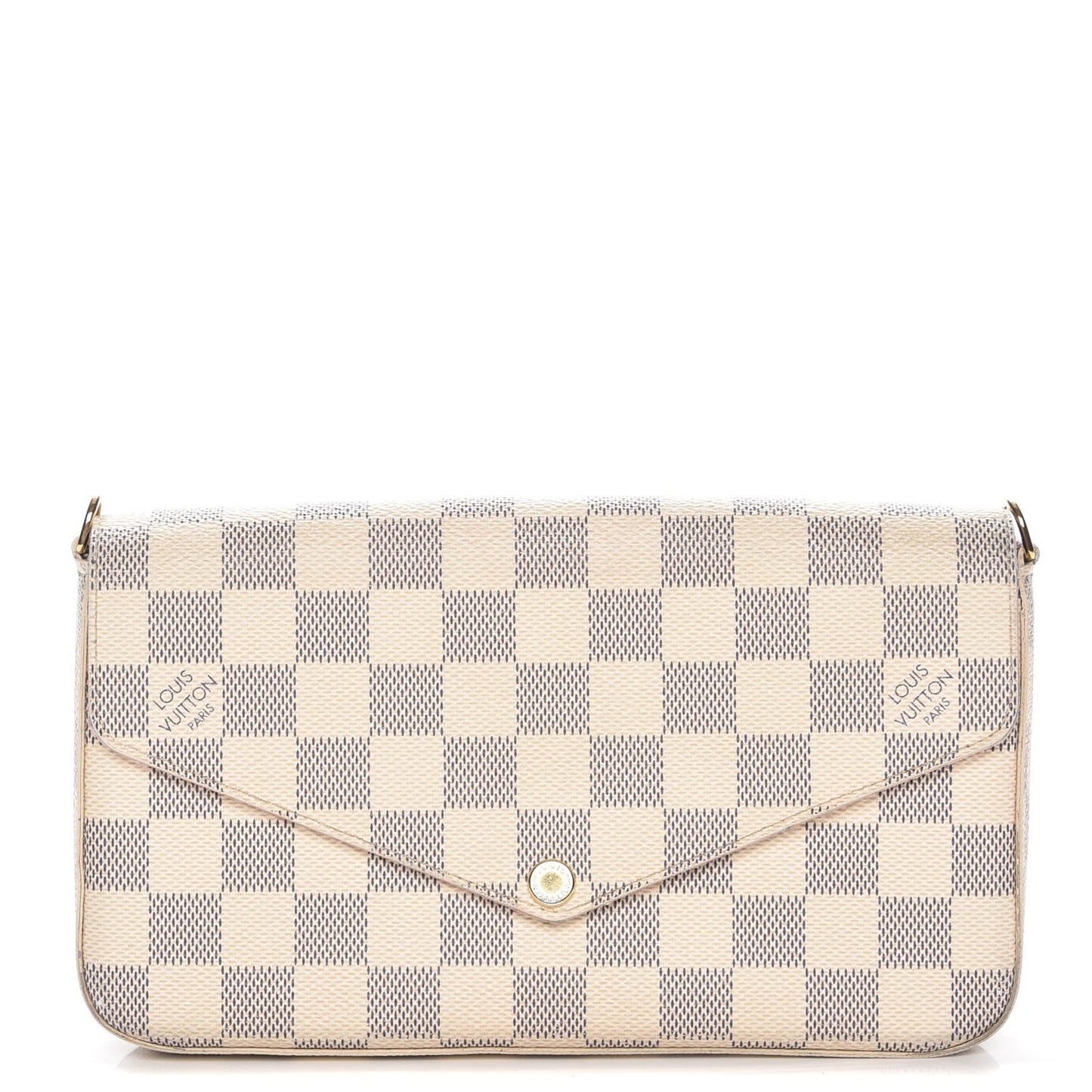 Damier Azur Pochette Felicie Chain Wallet Rose Ballerine