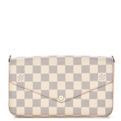 Louis Vuitton Damier Azur Pochette Felicie Chain Wallet Rose Ballerine 1 of 15