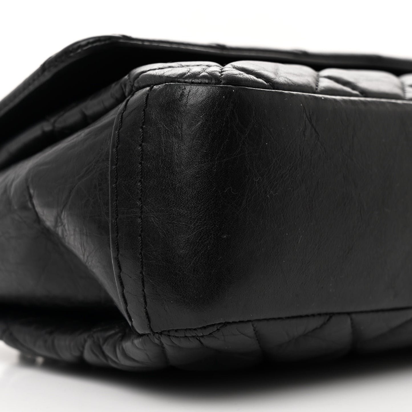 Aged Calfskin Quilted Small Lady Pearly Flap Black