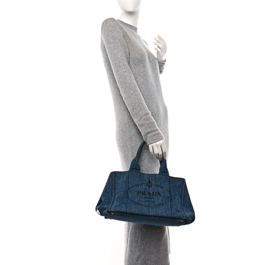 Denim Logo Tote Bleu