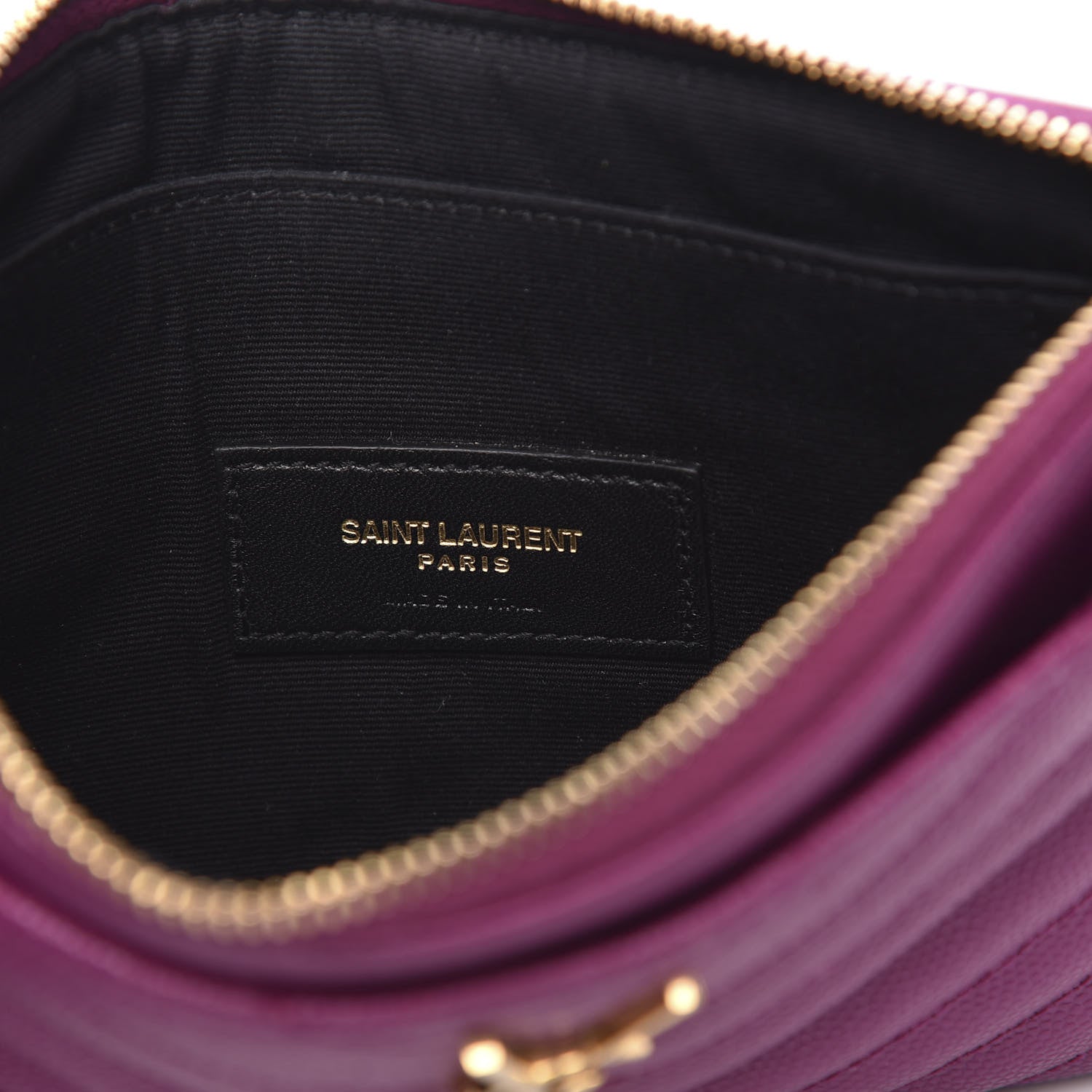 Saint Laurent Grain De Poudre Chevron Monogram Bill Pouch Dark Grape 6 of 10