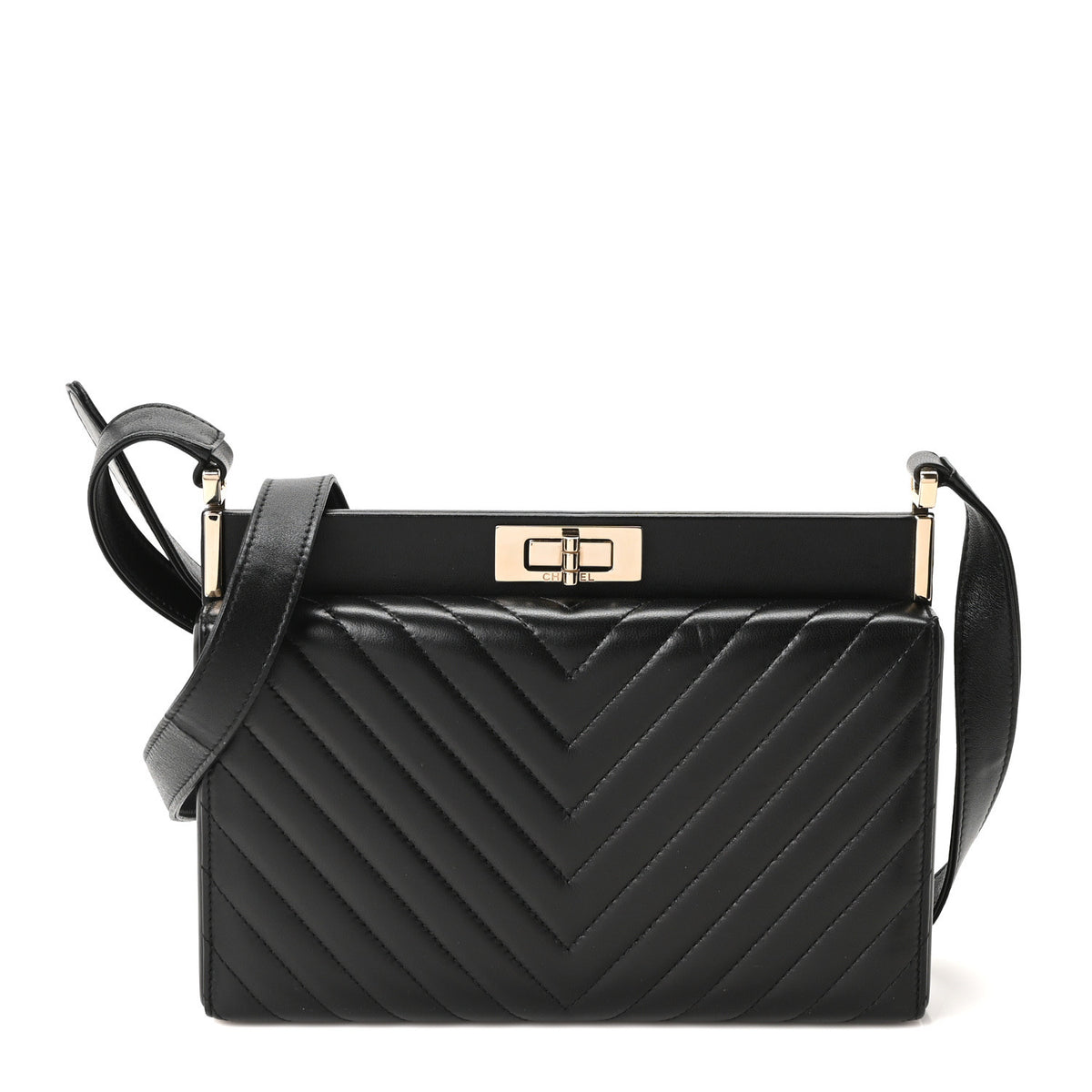 Lambskin Chevron Reissue Quilted Clutch Bag Black