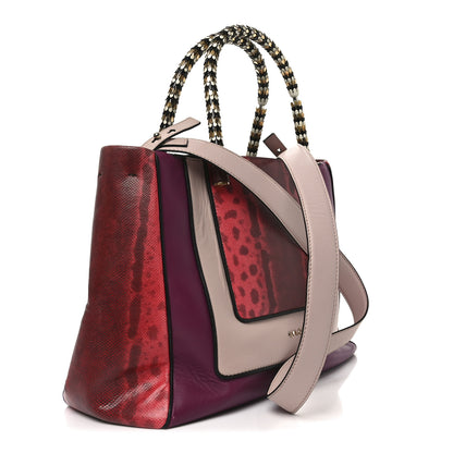 Bulgari Nappa Karung Serpenti Top Handle Tote Pink Multicolor 3 of 10