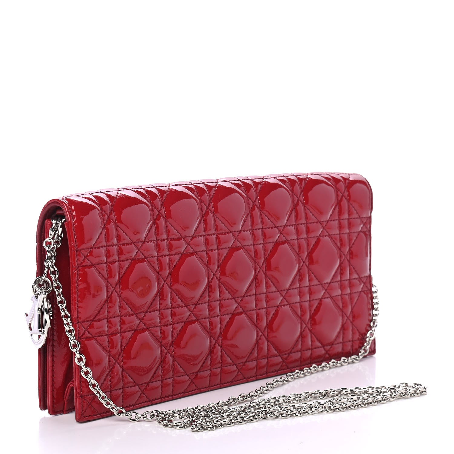 Christian Dior Patent Cannage Lady Dior Convertible Clutch Red 2 of 4