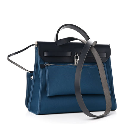 Hermes Military Toile Vache Hunter Herbag Zip PM 31 Deep Bleu Bleu Indigo 4 of 10