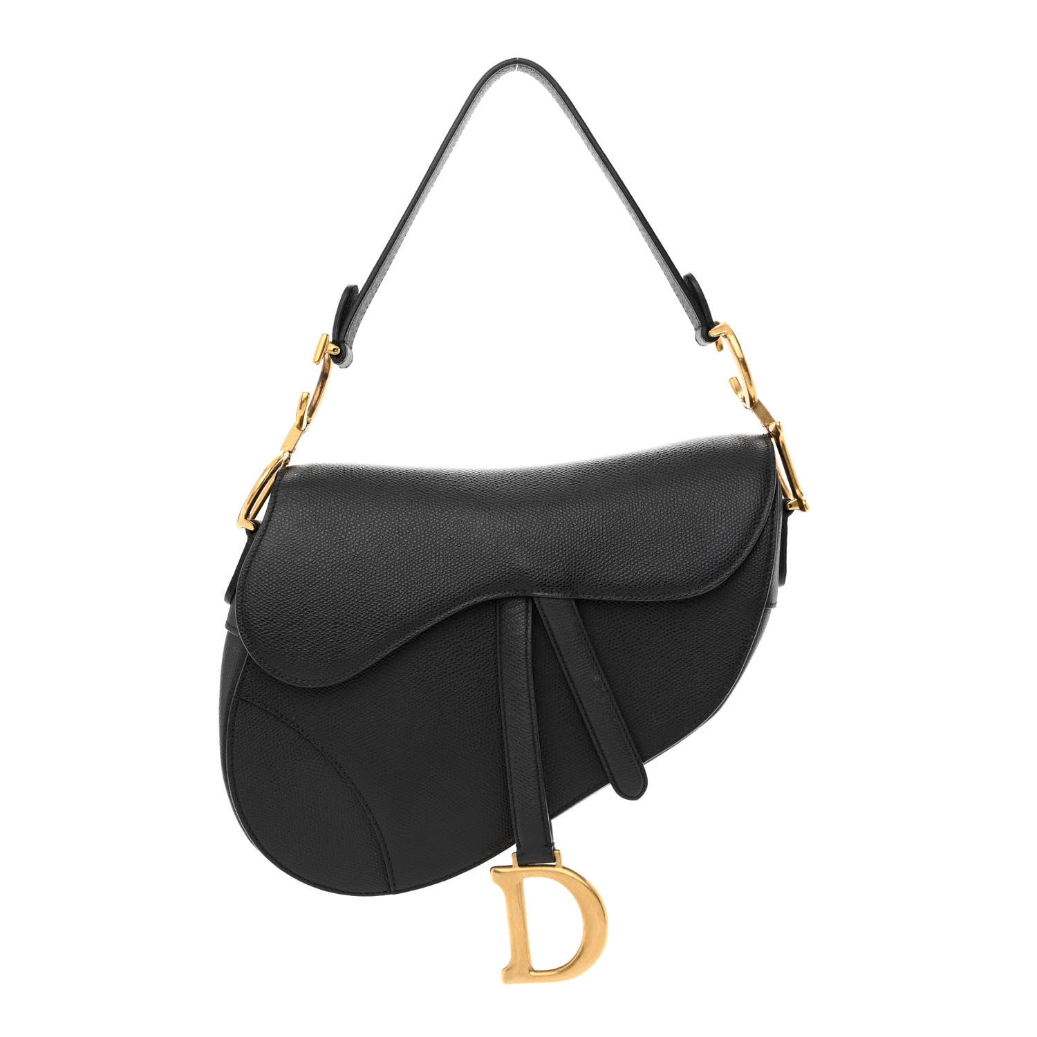 Christian Dior Grained Calfskin Saddle Bag Black 1 of 10
