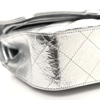 Chanel Hammered Metallic Calfskin Quilted Small Double Flap Silver 9 of 13