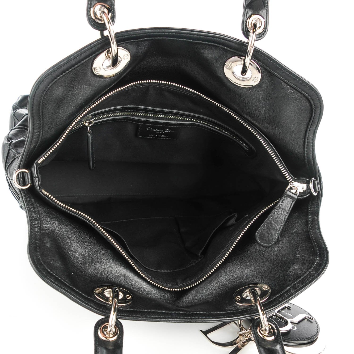 Christian Dior Lambskin Cannage Medium Granville Tote Black 5 of 6