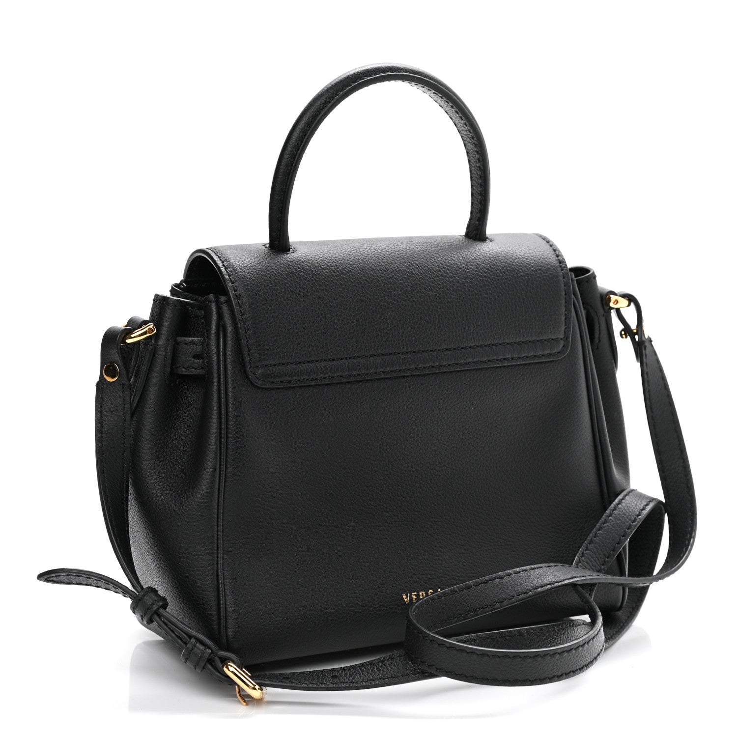 Versace Grained Calfskin Small La Medusa Top Handle Bag Black 3 of 12