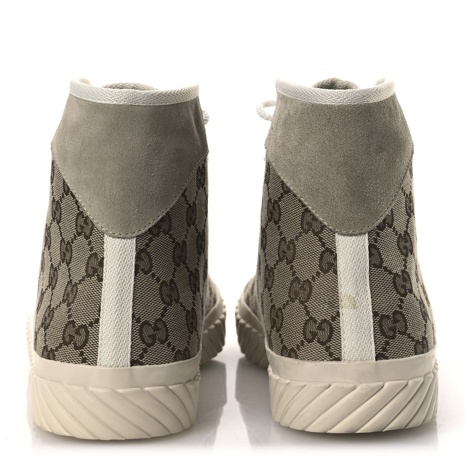 Gucci Monogram Suede Mens Tortuga High Top Sneakers 11 Beige Ebony Oatmeal Mystic White 6 of 12