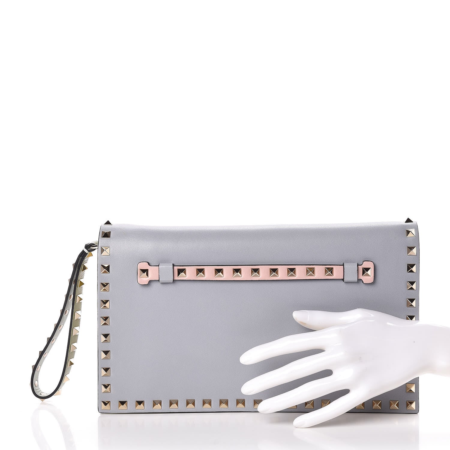 Valentino Garavani Nappa Watercolor Rockstud Wristlet Clutch Rose Green Yellow Sky 2 of 8
