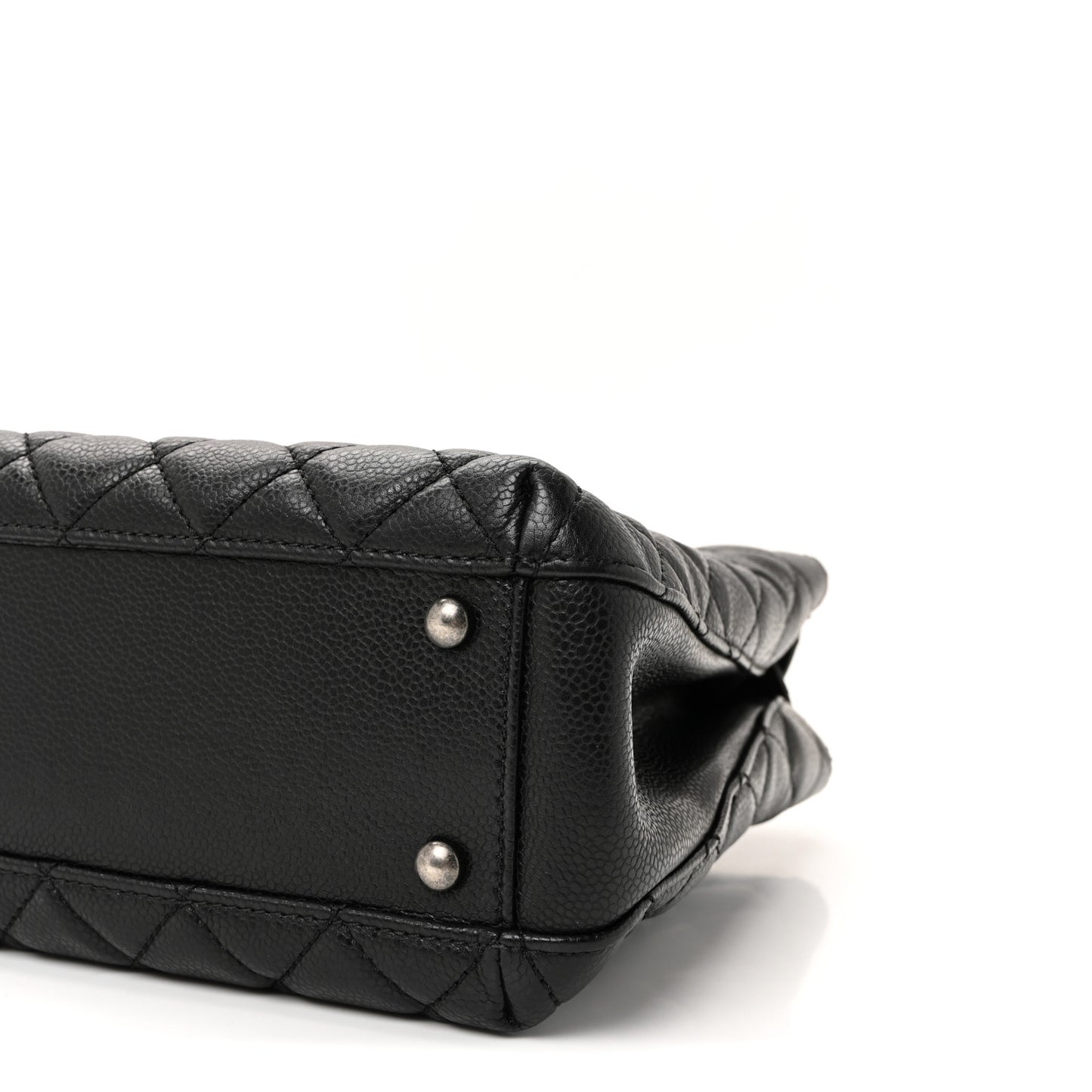Caviar Quilted Small City Shopping Tote Black