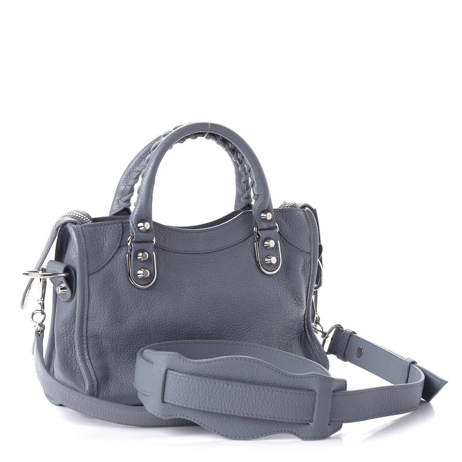 Balenciaga Chevre Silver Metallic Edge Hardware Mini City Bleu Acier 3 of 10