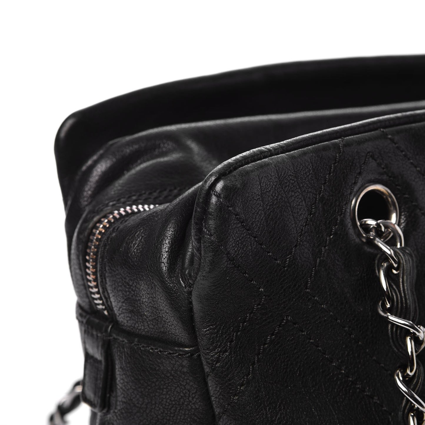 Calfskin Small Diamond Stitch Tote Black