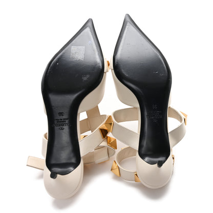 Valentino Garavani Calfskin Roman Stud Ankle Strap 40mm Pumps 38 Light Ivory 6 of 11