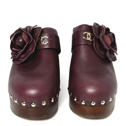 Chanel Calfskin Camellia Clogs 38 Dark Purple 3 of 9