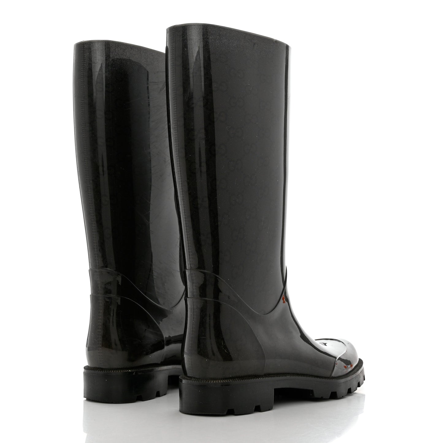 Rubber Monogram Rain Boots 36 Black