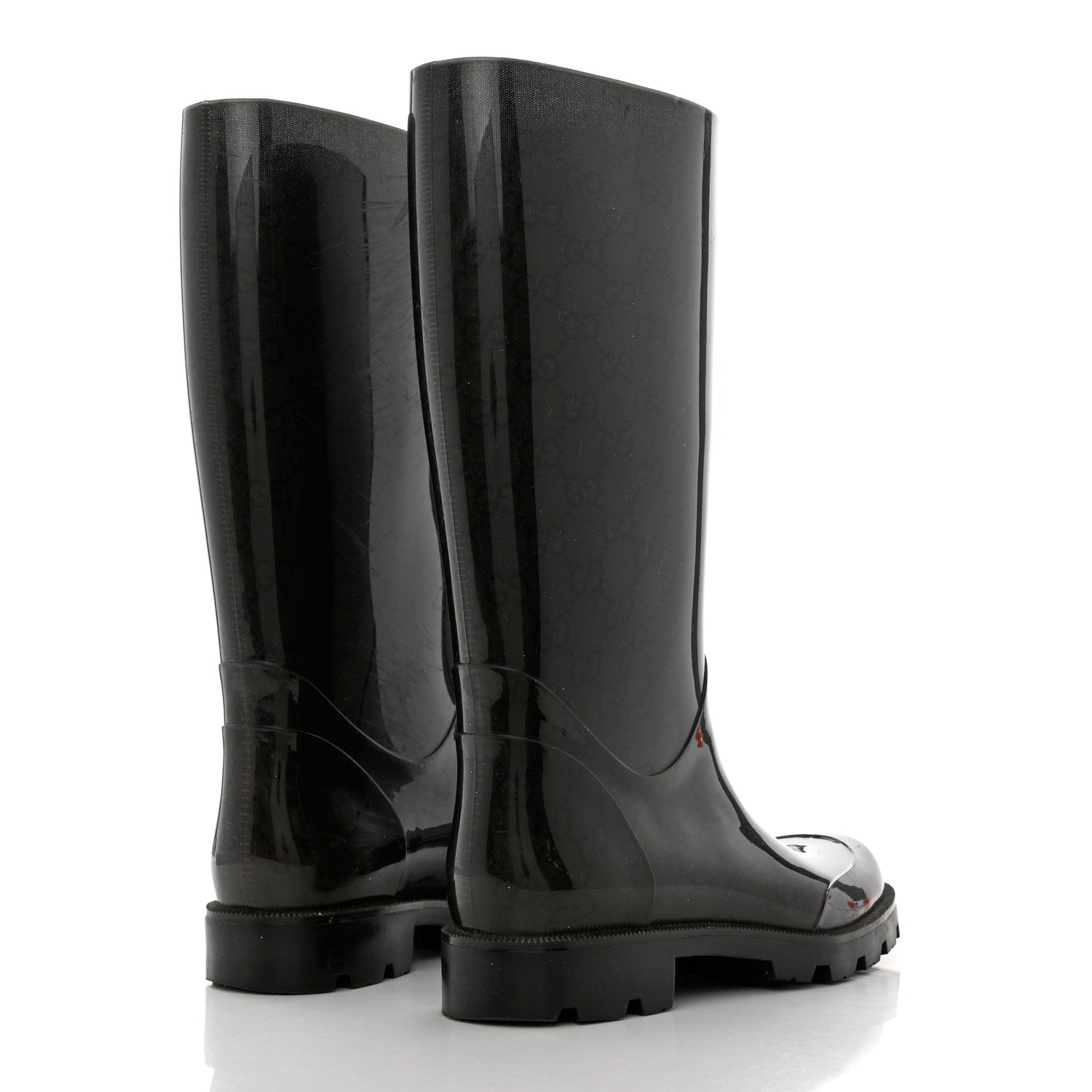 Gucci Rubber Monogram Rain Boots 36 Black 4 of 10